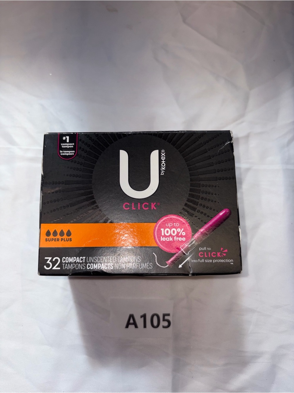 Click Super Plus Compact Tampons, Unscented - Black/Orange/Pink